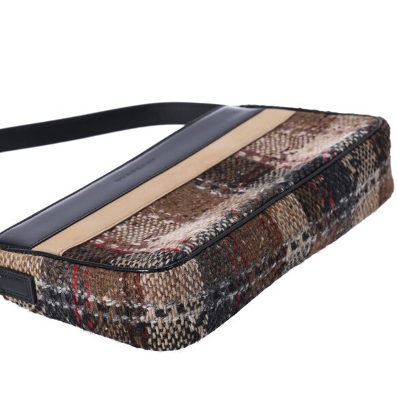 Burberry Shoulder Bag Beige Black Multi Tweed Patent Leather Suede - Picture 6 of 7